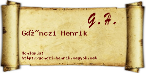 Gönczi Henrik névjegykártya